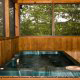Hot Tub View with Jacuzzi of Cabin 7 (My Old Friend) at Eagles Ridge Resort at Pigeon Forge, Tennessee.