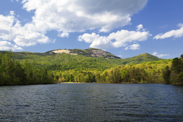 Table Rock State Park and Pinnacle Lake in South Carolina in the spring
