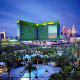 Bird Eye Night View At MGM Grand Hotel and Casino In Las Vegas, Nevada.