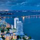Aerial View of Biscayne Bay at Night