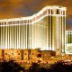 Bird Eye Night View at The Venetian Resort Hotel and Casino in Las Vegas, Nevada.